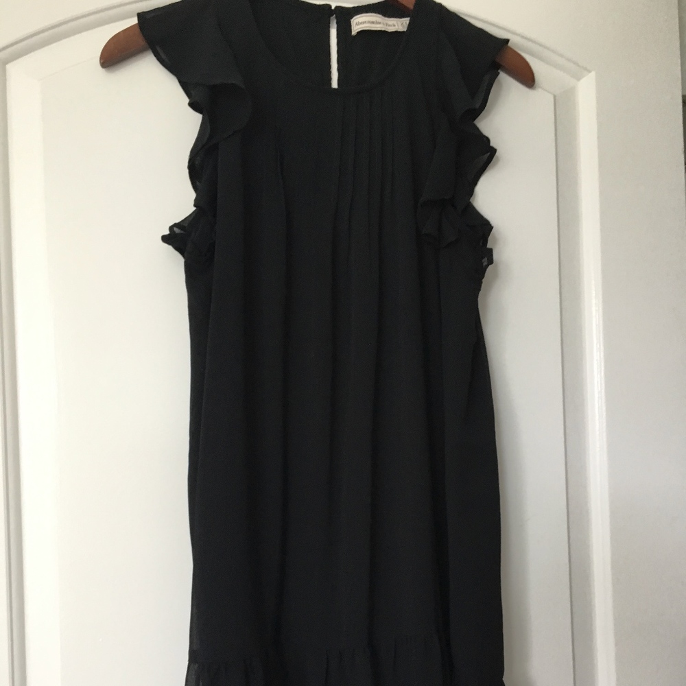 Abercrombie & Fitch black ruffle sleeve dress